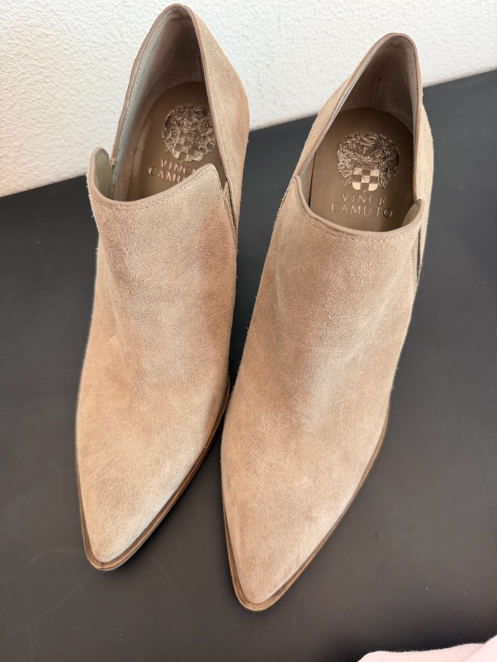 Vince Camuto Taupe Suede Pointed Ankle Booties. Never worn